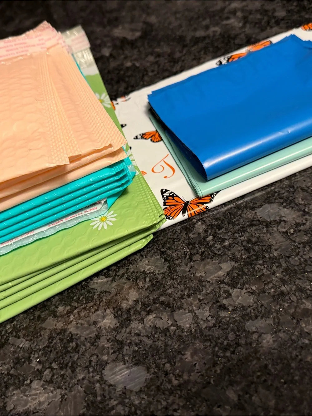 Bundle of 55 Poly Mailer & Bubble Pouch Shipping Supplies Assorted Size & Design